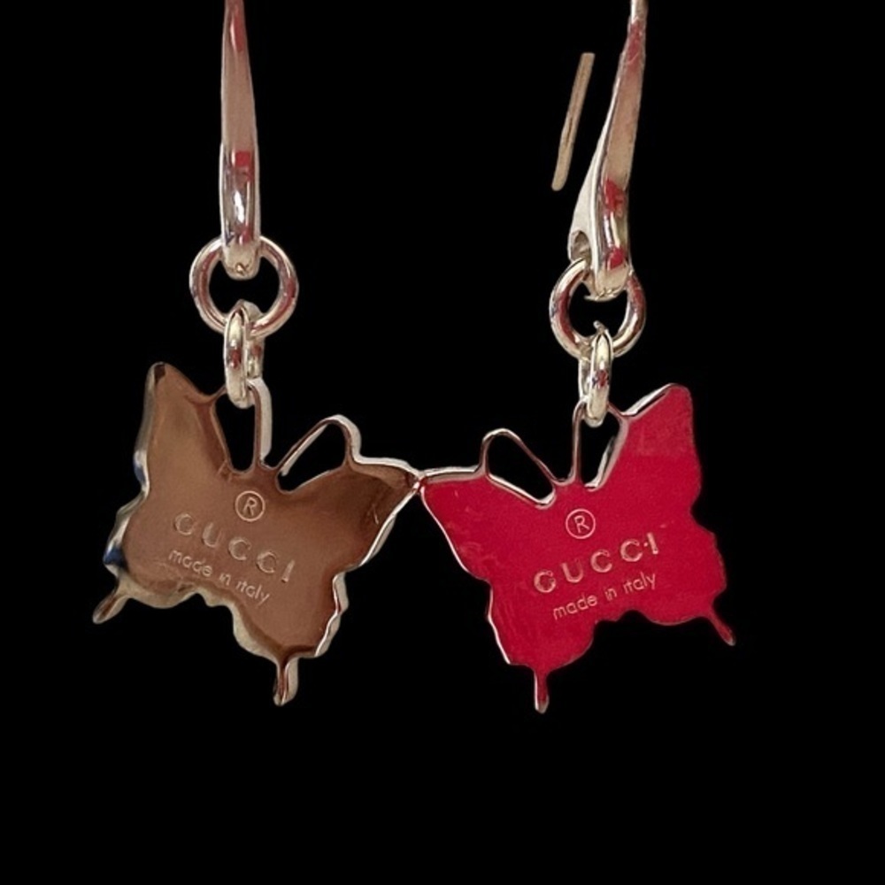 Gucci Luxury Designer Earrings 925 Sterling Silver Butterfly Drop NEW - Picture 7 of 10